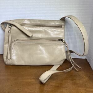 Hobo International Cassie Beige Crossbody Purse Leather Bag